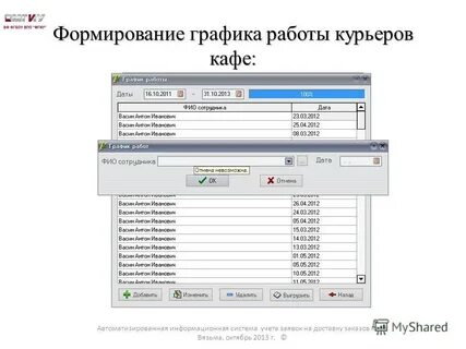 График работы курьера