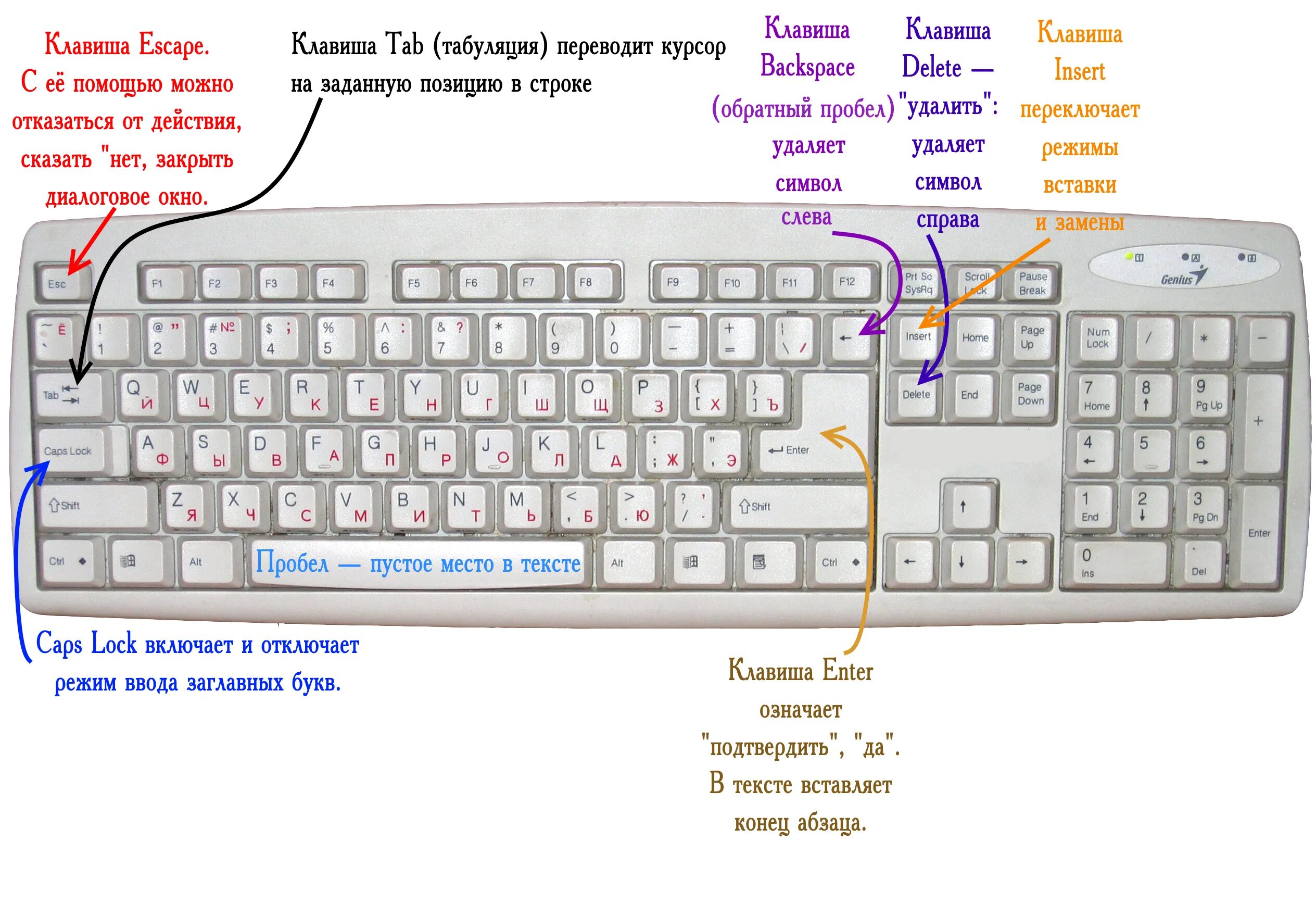 Kak ne. Назначение кнопок на клавиатуре.