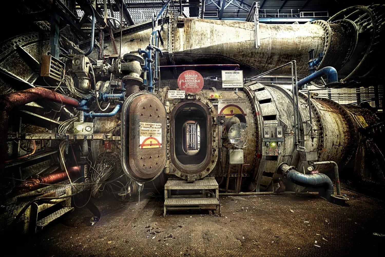 Мрачный индустриальный пейзаж. Kitbash factory. Tuomas korpi художник. Индустриальный арт. Постапокалипсис арт.