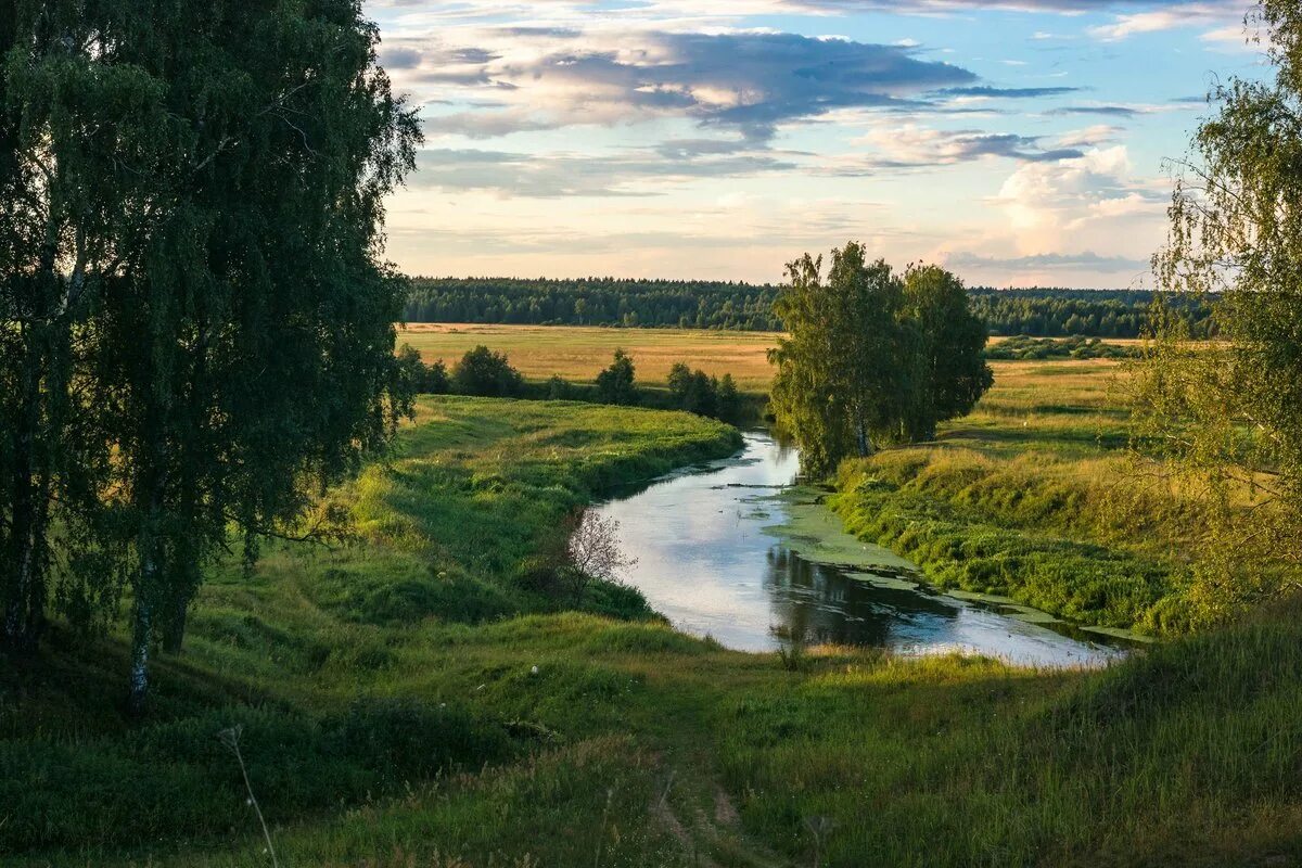 Виднеется речка