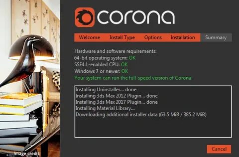 Установка corona render