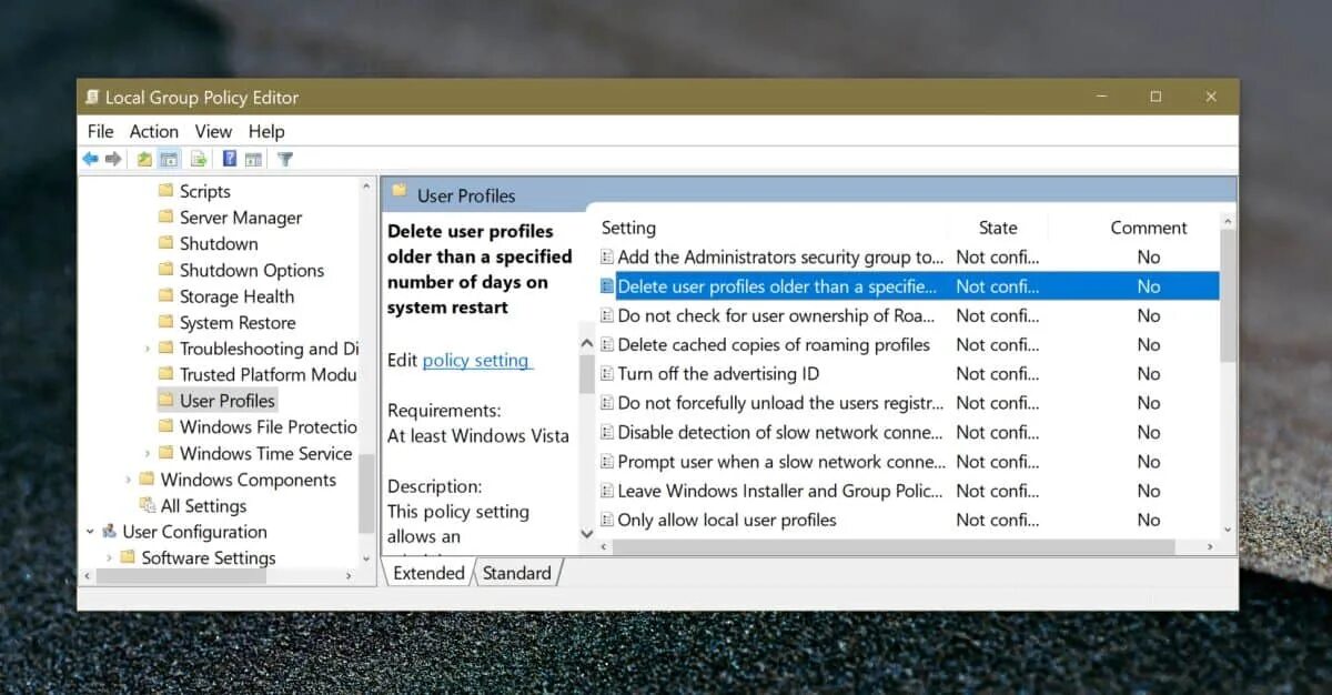 Remove settings перевод. Windows 10 1809. user profile settings. deleted user.