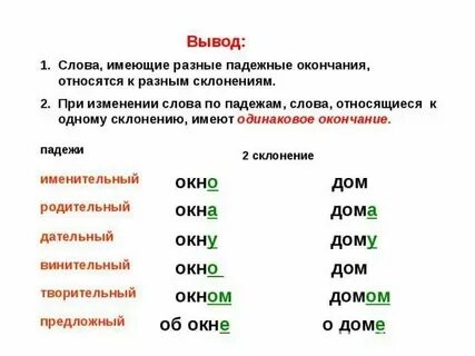 Просклонять слово окно