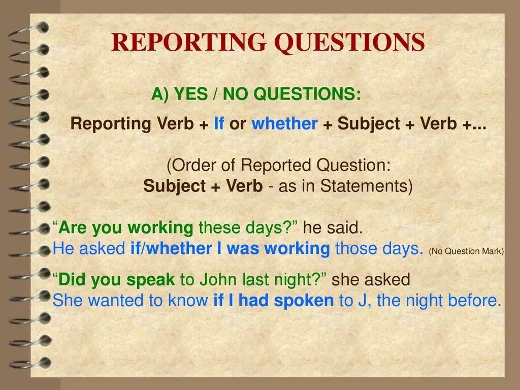 Reporting Speech вопросы. If/whether в косвенной речи. Вопросы в косвенной речи. Правило reported questions. Report глагол