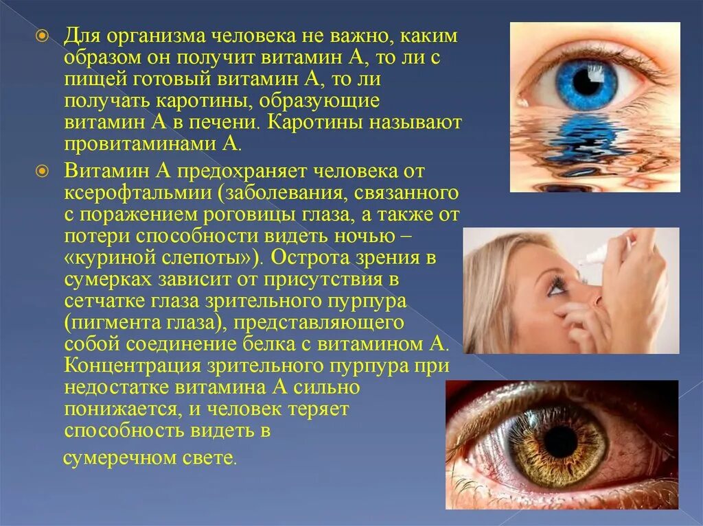 Витамин а влияет на зрение костную систему