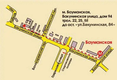 Бакунинская улица карта