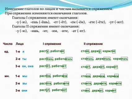 Изменение глагола по лицам и числам называется