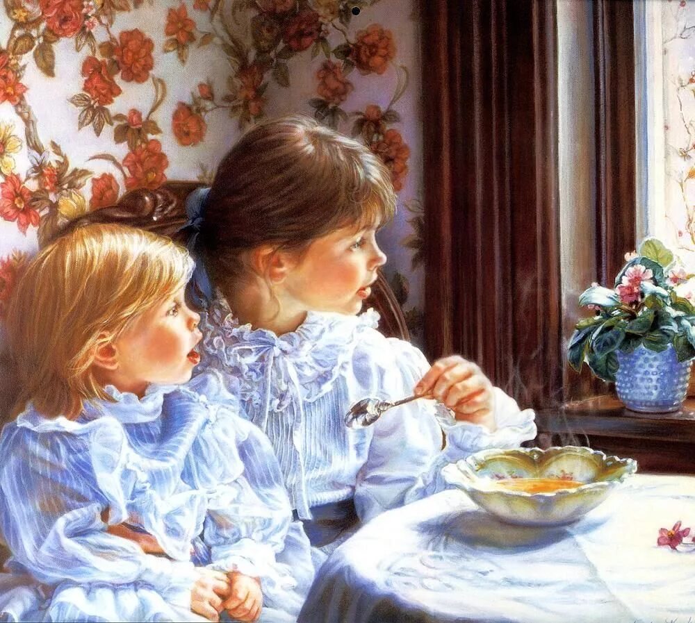 Картина ребенок ест. Sandra kuck художник картины. детство на картинах художника sandra kuck. американская художница сандра кук. художник сандра кук зима.
