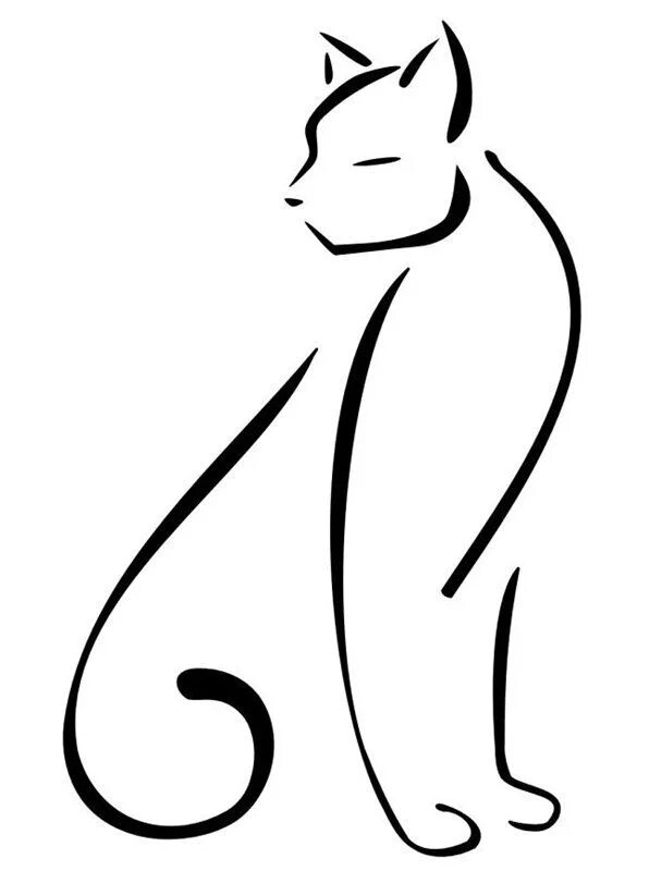 Линейный кот. Очертание кошки. трафарет кошки. кот контур. котенок трафарет.