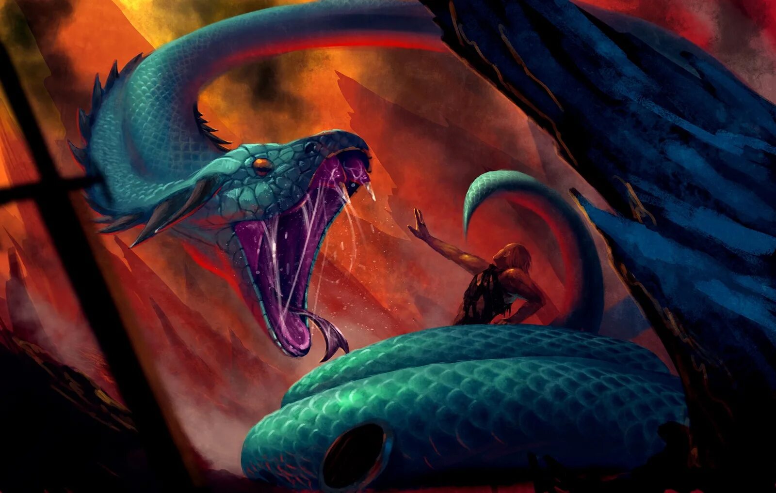 Чудовищный змей 8. Змей Аспид мифология. Аспид змея Василиск арт. Аспид водяной демон.