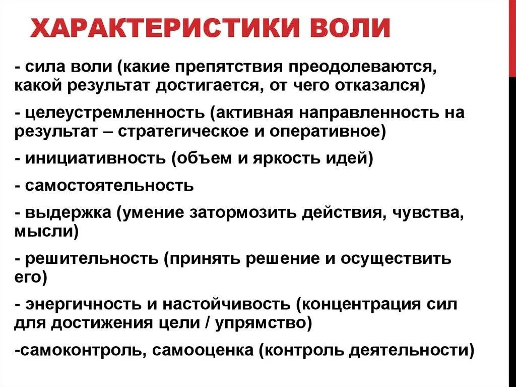 Характеристика воли человека