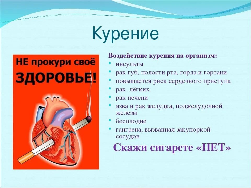 Курить вредно для здоровья. Вред курения на организм человека.