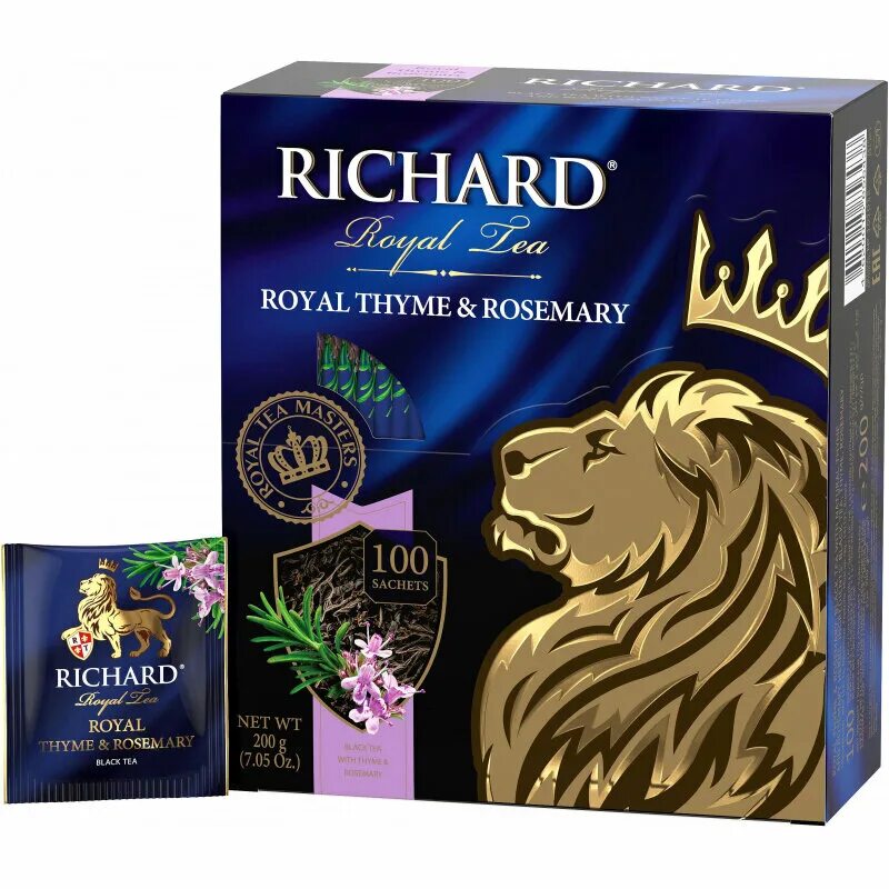 Richard чай в пакетиках. Чай черный Richard Royal Thyme&Rosemary. Чай Richard "Royal Miss Grey". Чай черный Richard Royal Thyme & Rosemary 100пак.