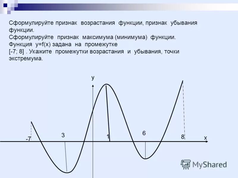 Признаки возрастания убывания точек экстремума функции. Возрастание и убывание функции экстремумы функции. Промежутки возрастания и убывания и точки экстремума функции. Промежутки возрастания и убывания функции точки минимума и максимума.