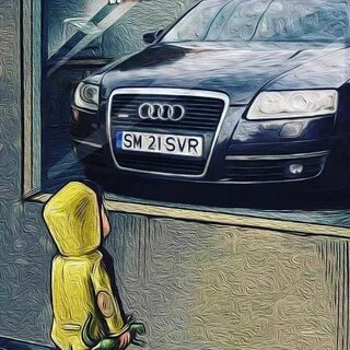 Картинка мальчик смотрит на машину