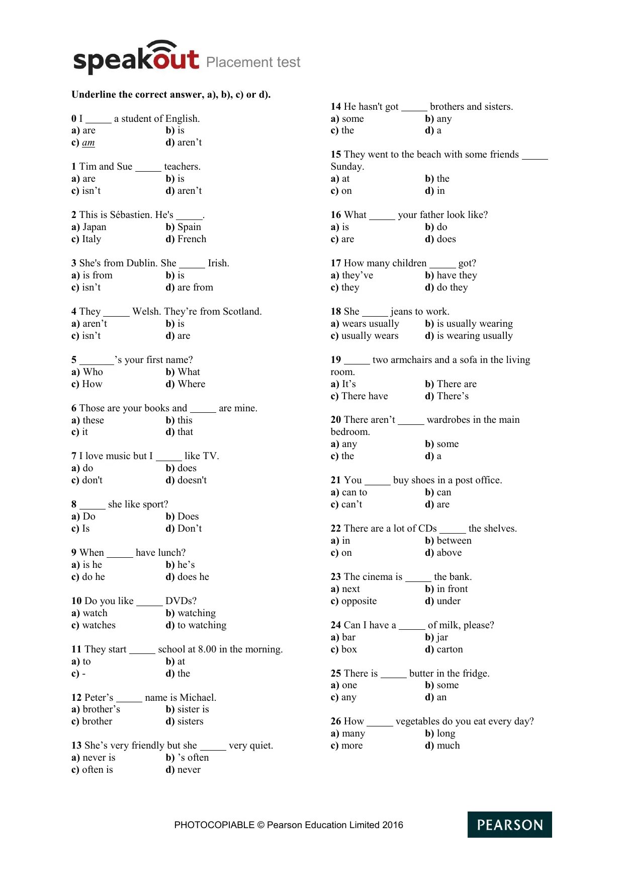 Intermediate unit 2. Speakout Elementary Unit Test 1 ответы. Elementary English Level Test a2. English Grammar Placement Test ответы. Placement Test a1-a2.