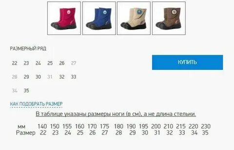 Нордман кидс размерная сетка