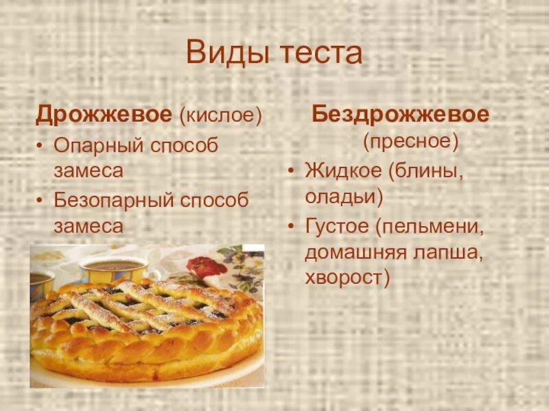 Конспект по теме тесто. Виды теста. Виды дрожжевого теста. Дрожжевое тесто презентация. Изделия из дрожжевого теста презентация.