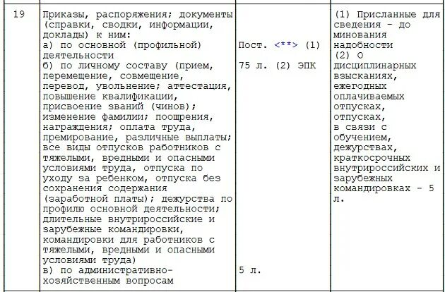 Приказ 170 срок хранения. Вид приказа по личному составу и основной деятельности. Перечень приказов по личному составу в организации. Срок хранения приказов по основной деятельности. Сколько хранятся приказы по основной деятельности организации.