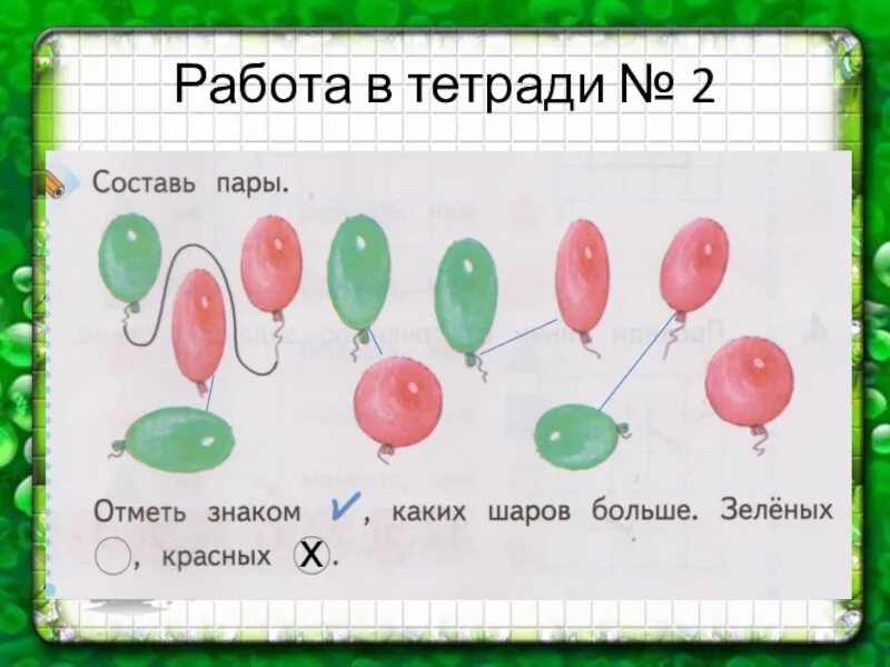 На сколько зеленых шаров меньше чем красных. Задача про шарики. Урок 13 сравниваем 1 класс. Математические пары 1 класс. 1 Класс урок 14 сравниваем.