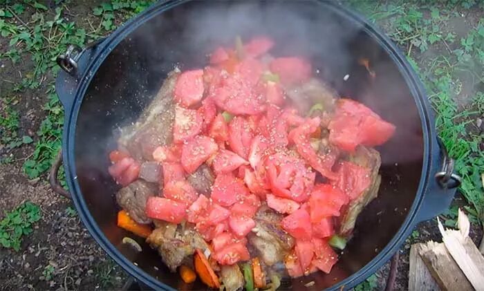 Рагу на костре. Рагу на костре в казане. Кабачок в казане на костре. Мясо с овощами в казане. Еда на костре в походе.