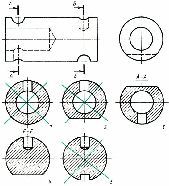 Вынесенное сечение сквозного отверстия. Сечение Инженерная Графика. Инженерная Графика сечение валика. Сечение валов черчение.