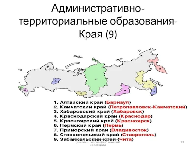 Административные территориальные единицы края