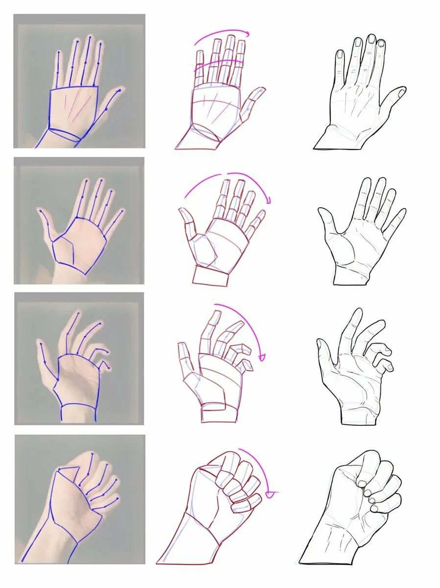 Схема рисования рук. Поэтапное рисование рук. Как нарисовать руку. Поэтапный рисунок руки.