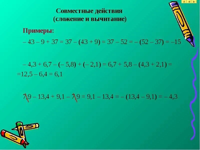 Сложение и вычитание. Сложение и вычитание чисел примеры. Вычитание отрицательных чисел 6 класс. Примеры примеров сложения и вычитания.