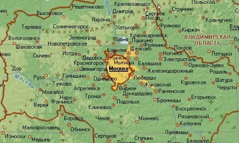 Карта московской обл с городами
