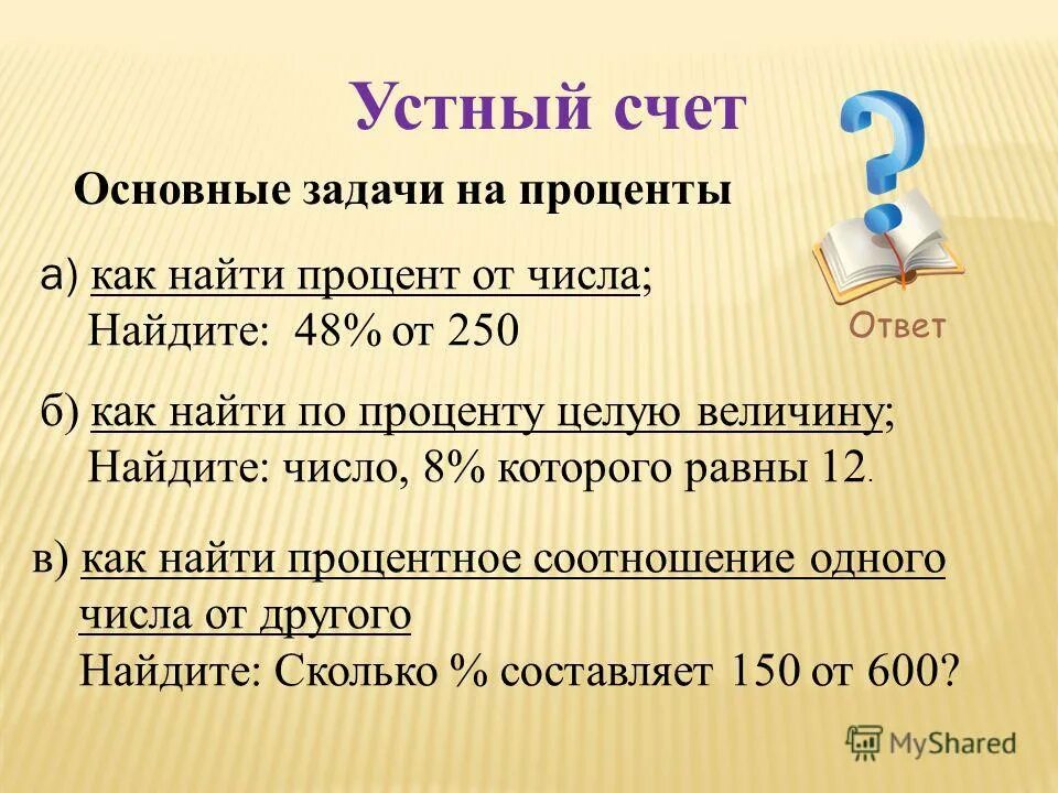 Процент от числа 5 класс математика