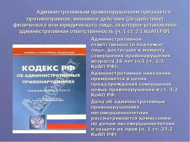 Какие административном кодексе