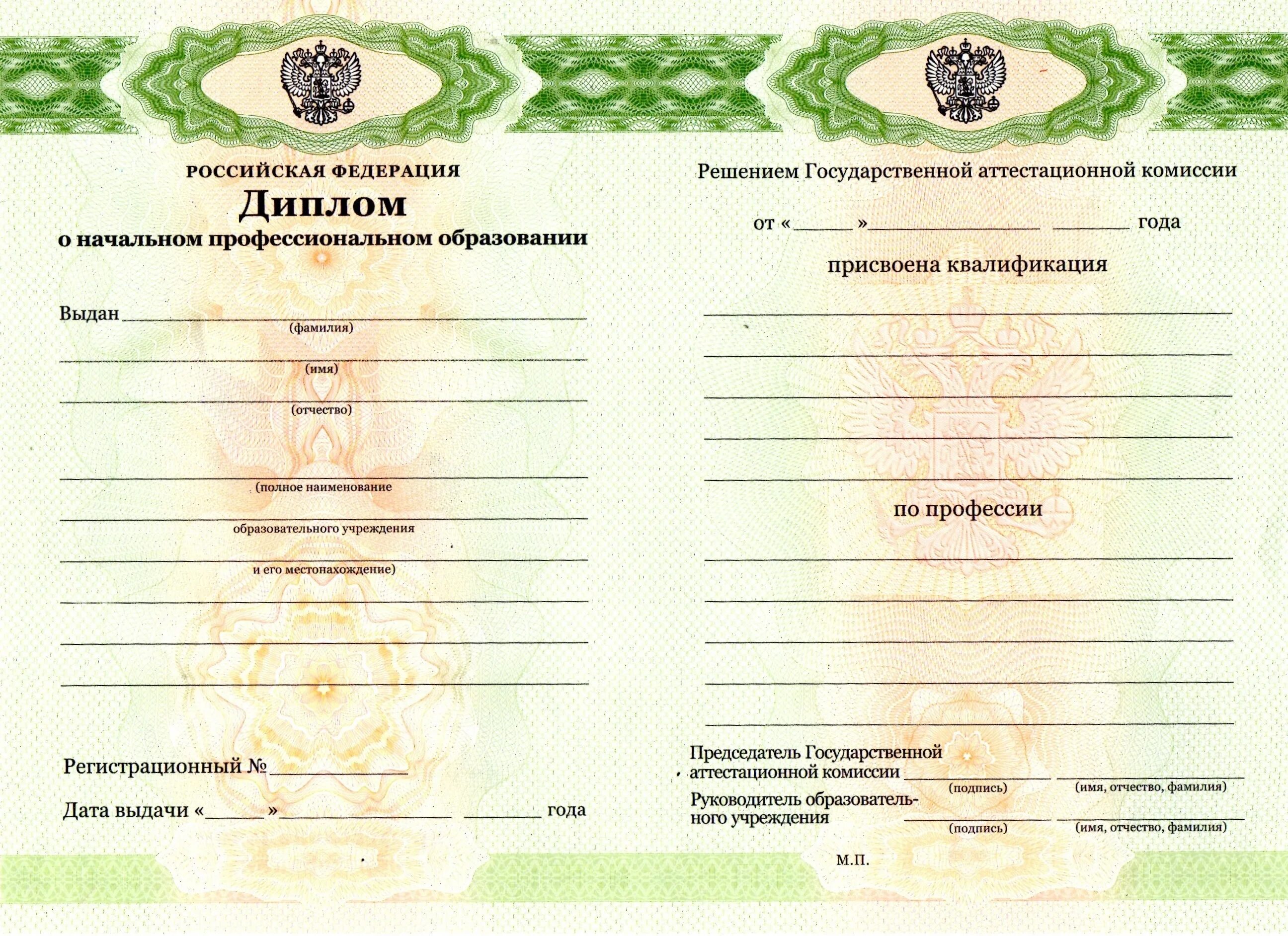 Приложение к документу об образовании что это. Бланк диплома о среднем профессиональном образовании.