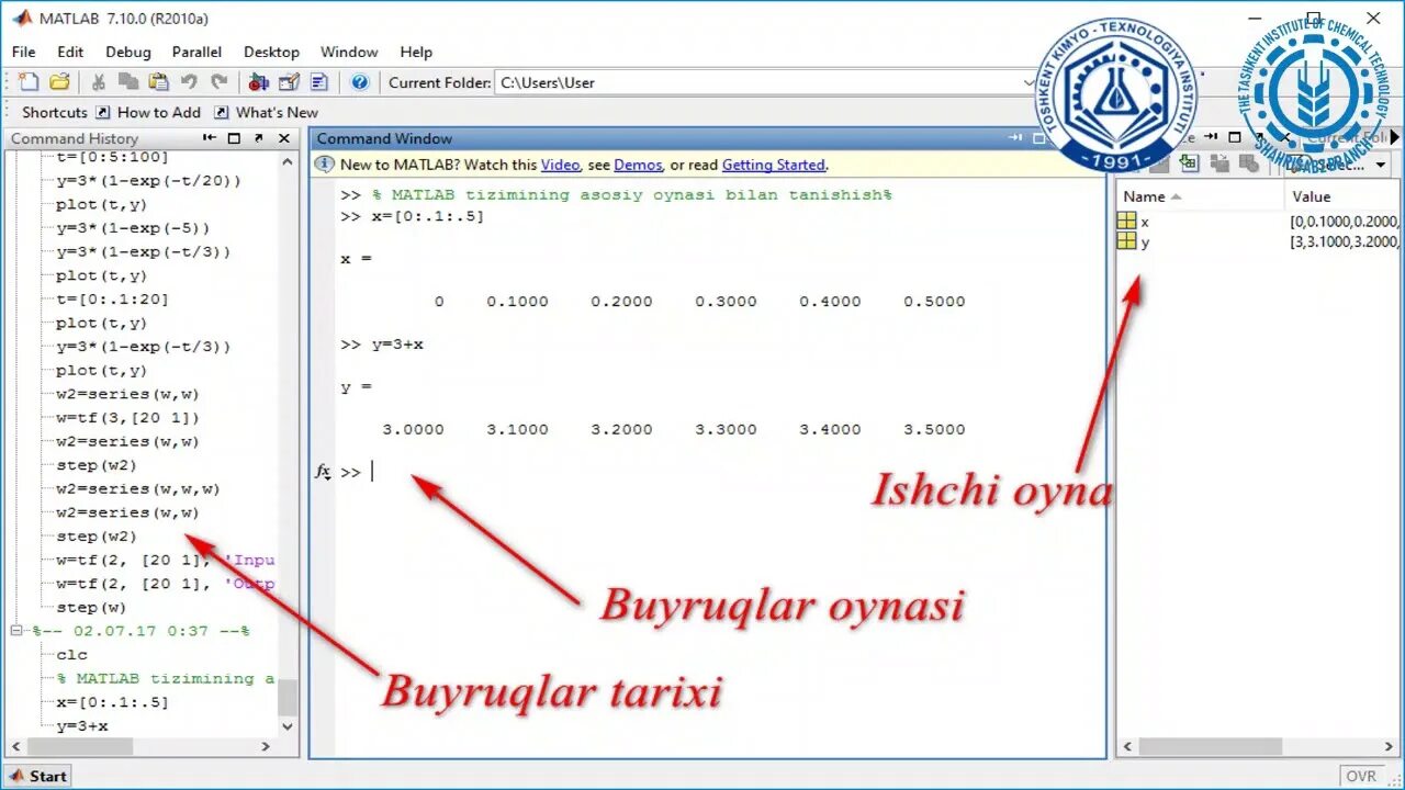 Matlab dasturi. Интерфейс матлаб. Matlab dasturi haqida ma'lumot. Matlab haqida ma'lumot.