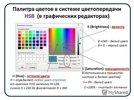 Графический редактор палитры цветов