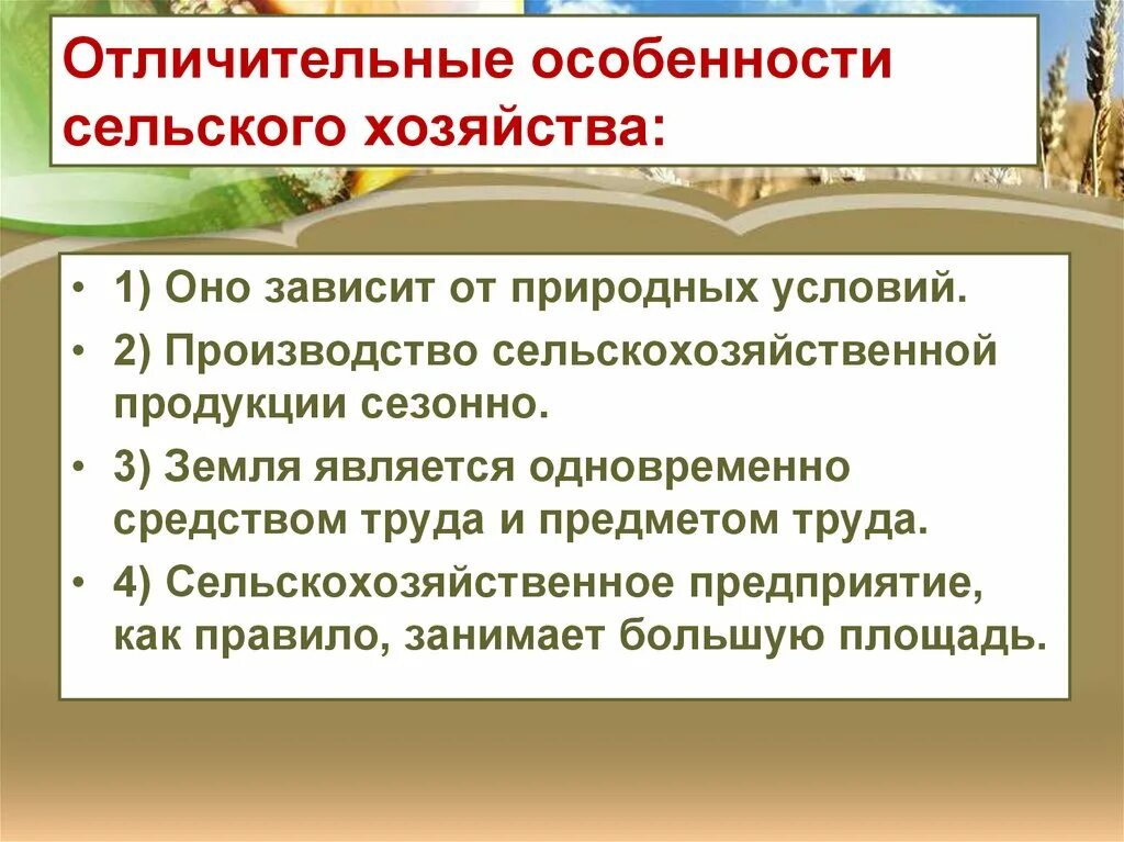 Особенности сельского хозяйства. Отличительные особенности сельского хозяйства. Характеристика сельского хозяйства. Особенности сельского Зозя. Черты народного хозяйства