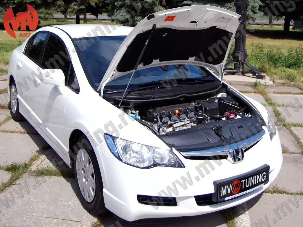 Упоры капота Honda Civic 4d. Honda Civic 2008. Капот. Honda Civic седан 2008 капот. Пневмоупоры капота Хонда Цивик 4 д.