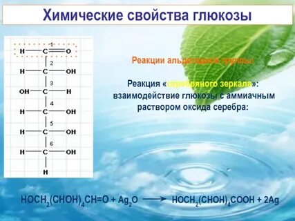 Реакция глюкозы с аммиачным раствором оксида серебра