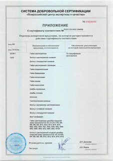 Крепеж сертификат