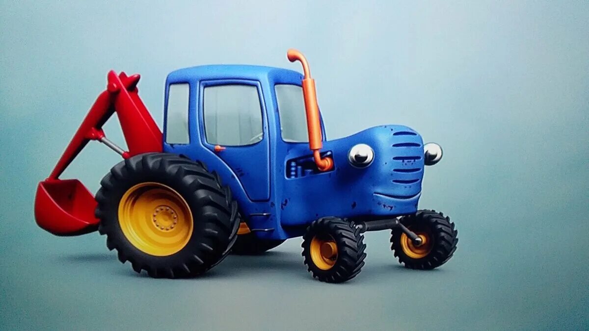 Синий трактор для малышей без рекламы