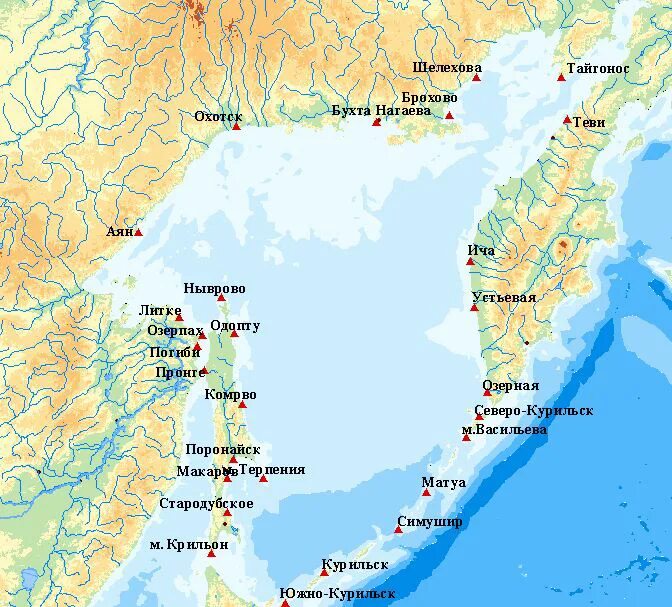 В какой океан впадает камчатка. Охотское море на карте. Карта Охотск, Охотское море. Карта Охотское море карта. Где находится Охотское море на карте.