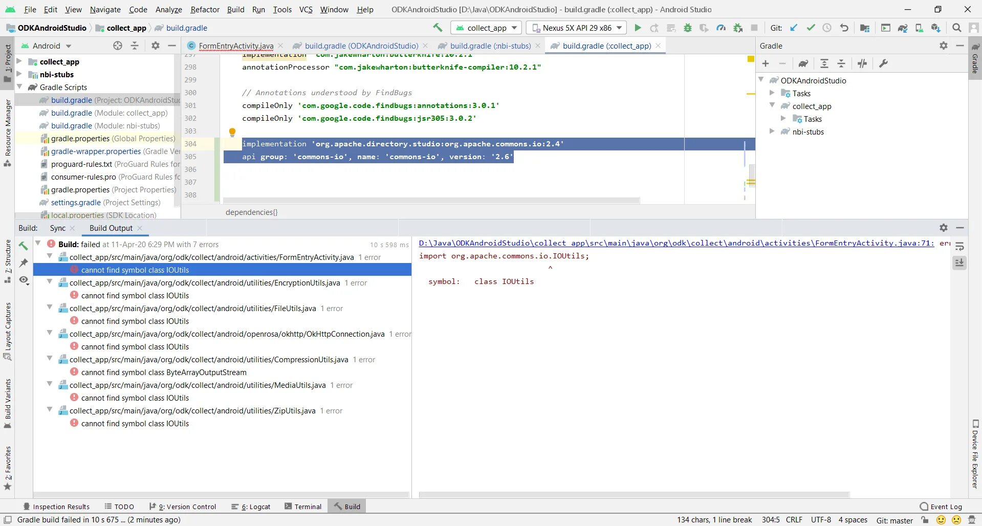 Failure build failed with an exception. Commons io.