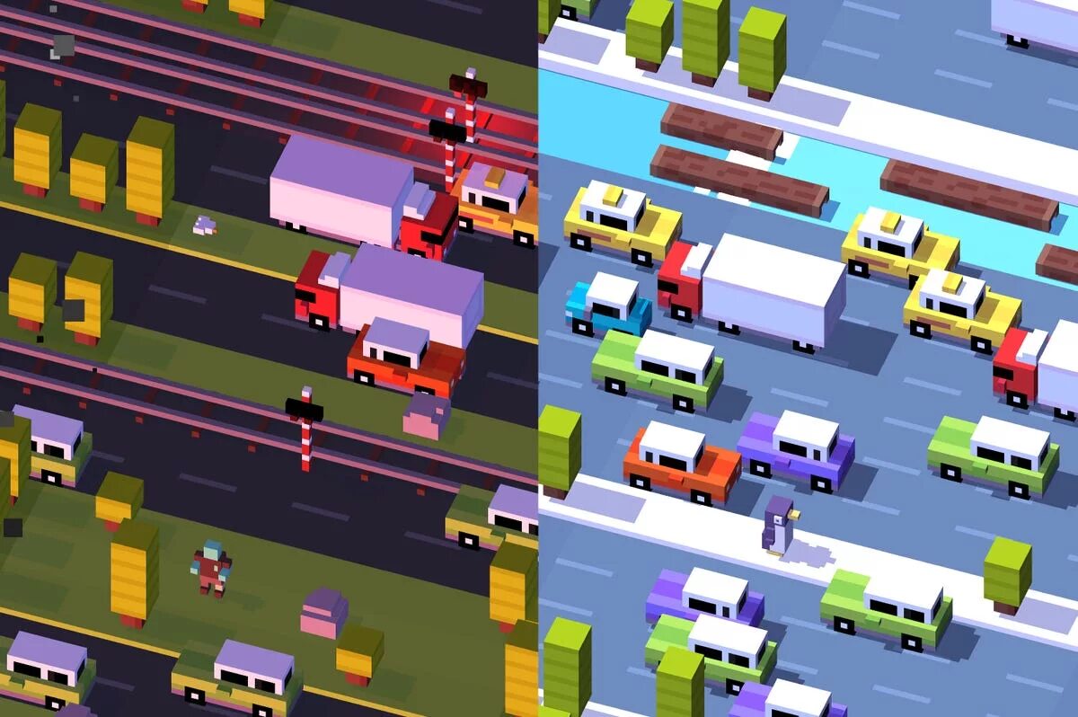 Персонажи crossy roads. Кросси роад. Персонажи из Кросси роуд. Разработчики игры Crossy Road. Дорога из Crossy Road.