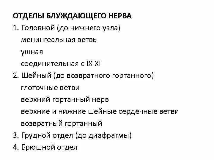 Головной отдел блуждающего нерва. Отделы блуждающего нерва. Ветви блуждающего нерва. Патологии блуждающего нерва.