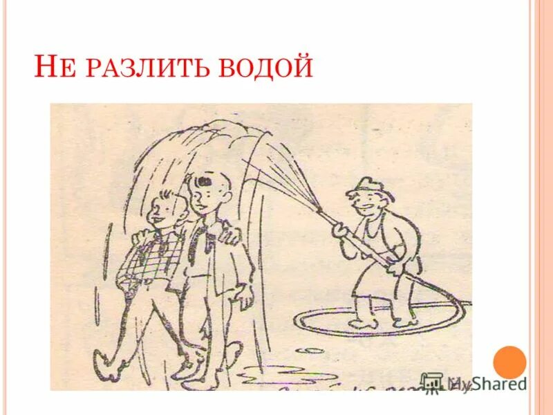 Фразеологизм водой не разольешь. Не разлей вода фразеологизм. Водой не разольешь рисунок. Фразеологизмы рисунки.