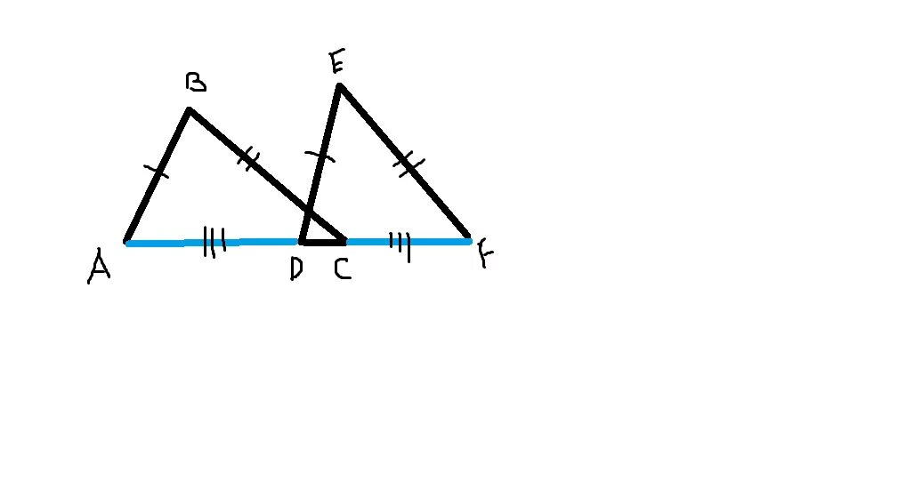 Используя данные рисунка 108. Ab=BC ab параллельна de. Треугольник Def,de=ab,EF=BC, DF=AC.. Ab=BC de параллельна AC. Доказать ab параллельно de.