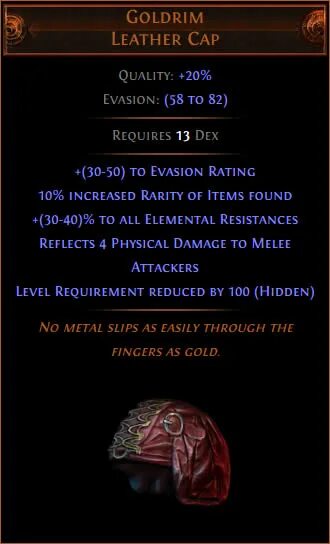 Leveling POE. POE unique Helmet.