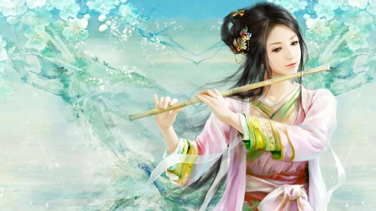 Тан Цзюньцяо флейта. Девушка с флейтой. Китайская девушка с флейтой. Девушка с флейтой картина. Китайская музыка для похудения
