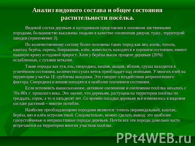 Изучение состояния деревьев и кустарников на пришкольном участке. Оценка состояния деревьев и кустарников пришкольного участка. Экологические требования к качеству озеленения. Диагностика состояния растений.