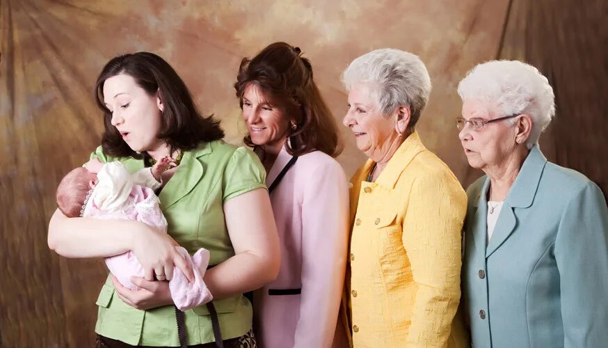 Бабушка по маминой линии. Несколько поколений женщин. Три поколения женщин. Четыре поколения. Семья несколько поколений.